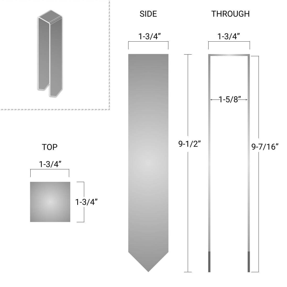 Illustration showing dimensions of 2xEDGE Staples.