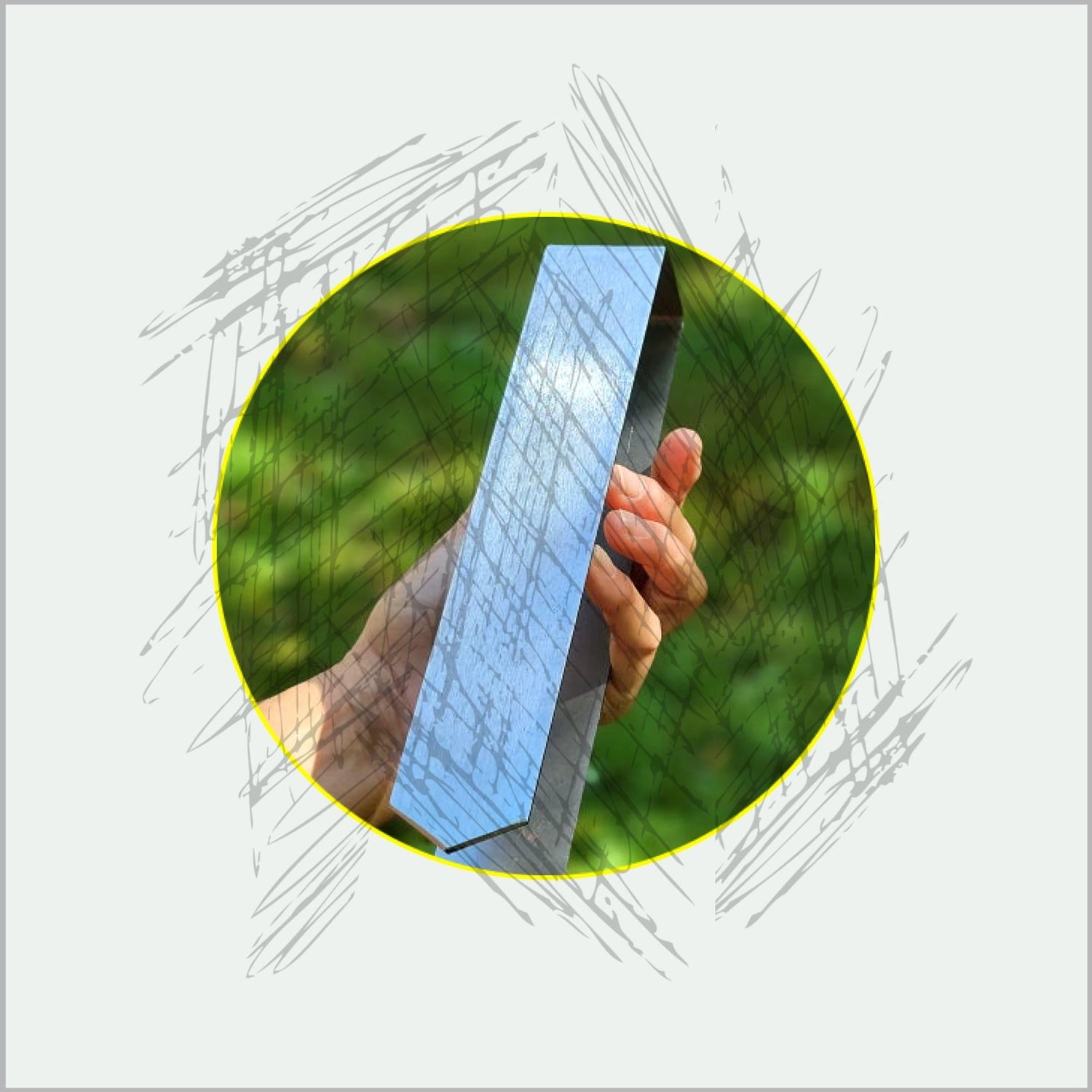 A graphic showcasing discounted 2xEDGE Staples with a photo of a hand holding a 2xEDGE Staple appearing in a circle in the center with scratch marks superimposed over the photo.