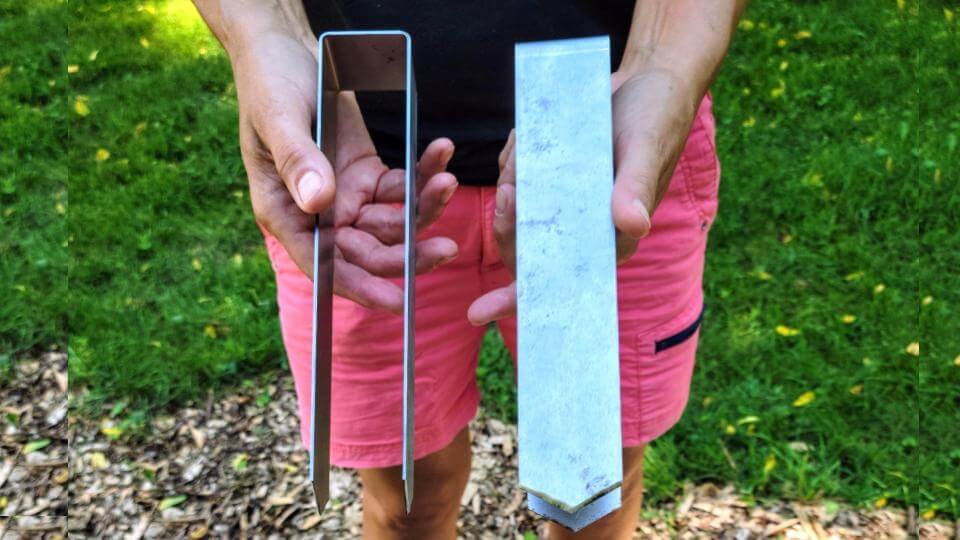 Person holding 2xEDGE Staples to show front and side views