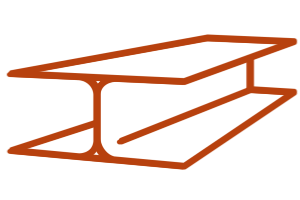 Iron bar graphic that represents 2xEDGE as made of durable recyclable steel.