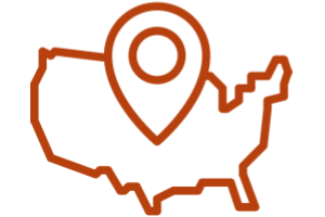 US map graphic with midwest pinned that represents 2xEDGE as made in the USA.