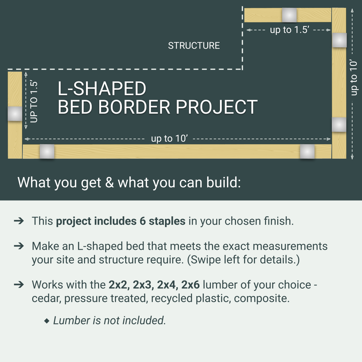 L-Shaped Garden Bed Edging Project, 6 Staples
