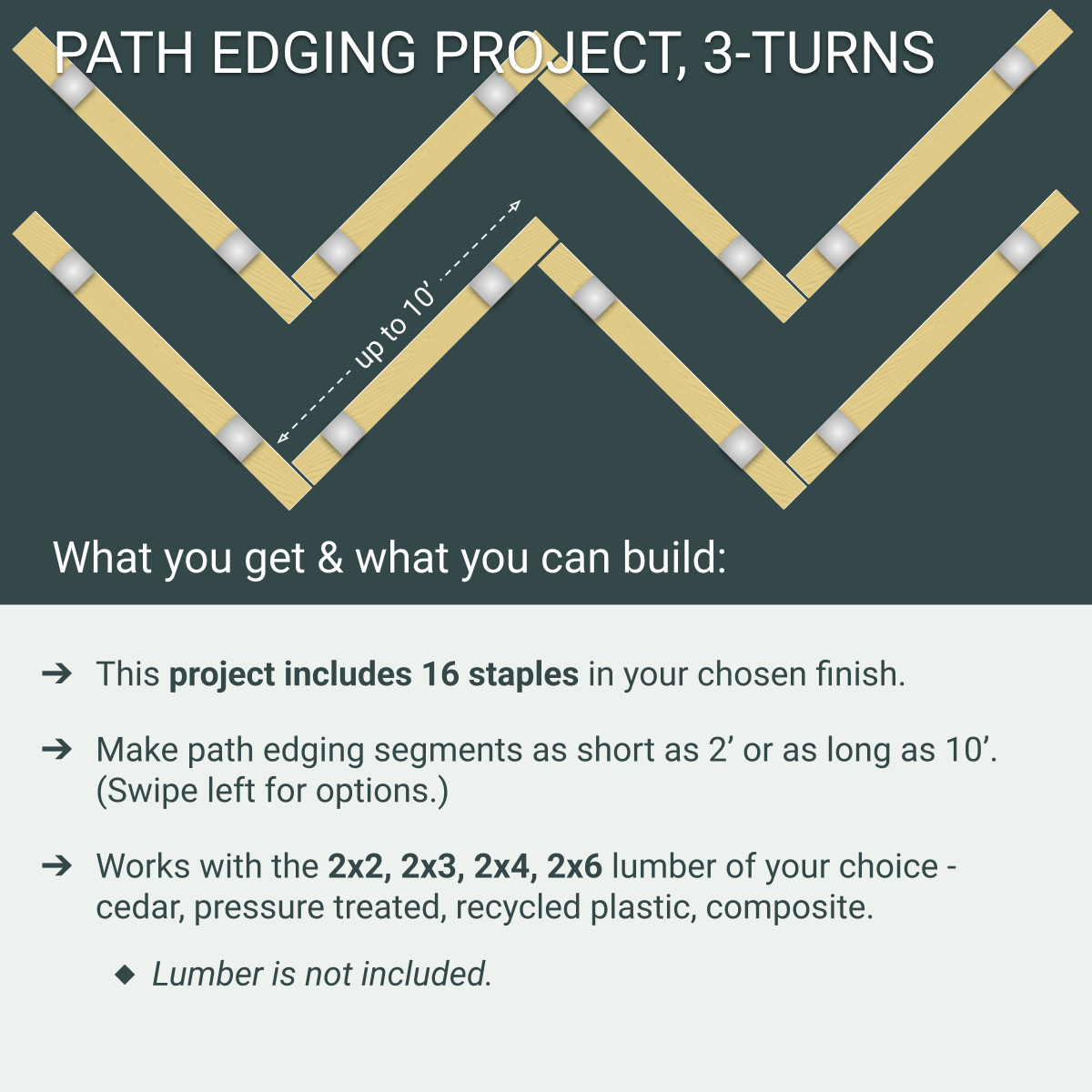 Garden Path Edging Project, 3 Turns, 16 Staples