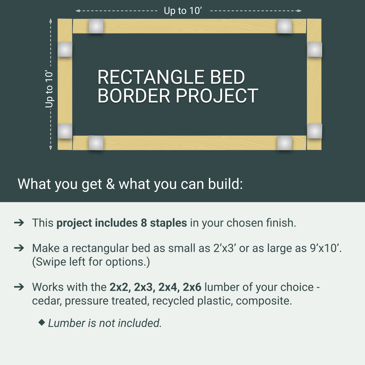 Rectangle Garden Bed Edging Project, 8 Staples