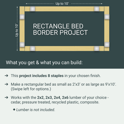 Rectangle Garden Bed Edging Project, 8 Staples
