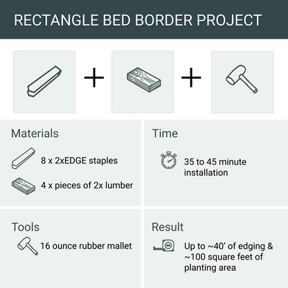 Rectangle Garden Bed Edging Project, 8 Staples