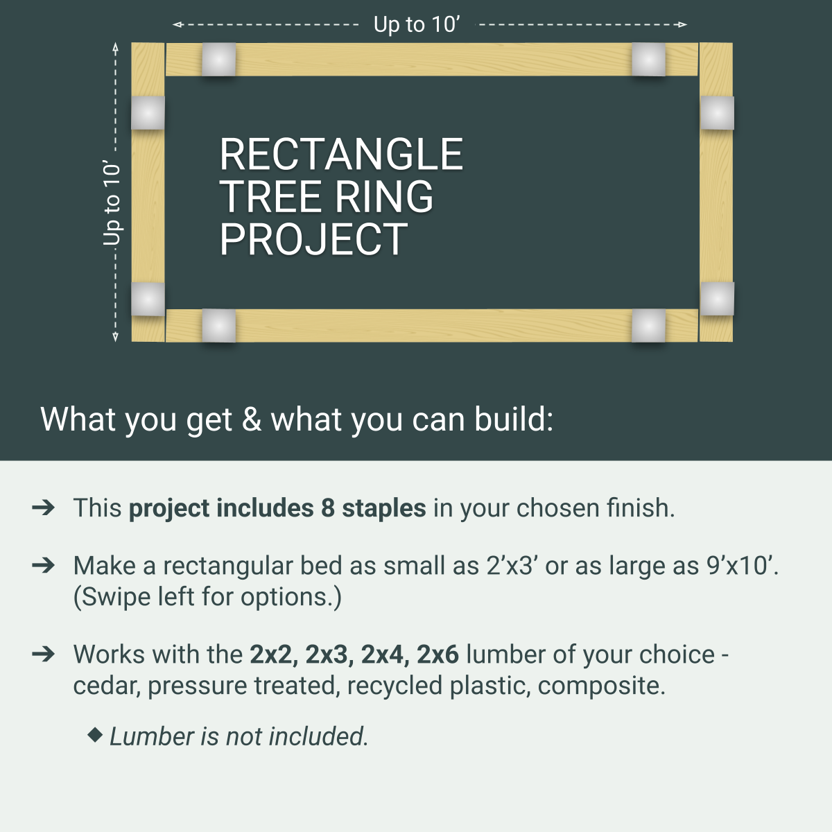 Rectangle Tree Ring Edging Project, 8 Staples