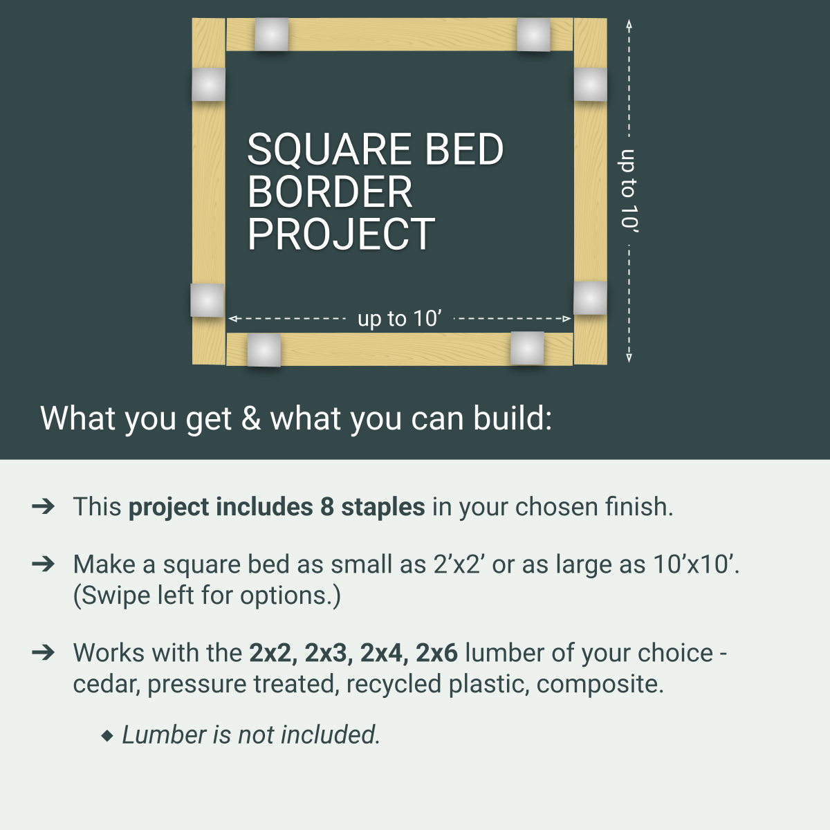 Square Garden Bed Edging Project, 8 Staples