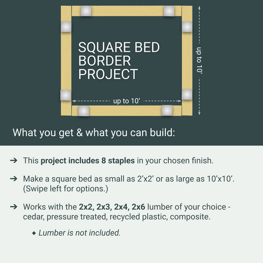 Square Garden Bed Edging Project, 8 Staples