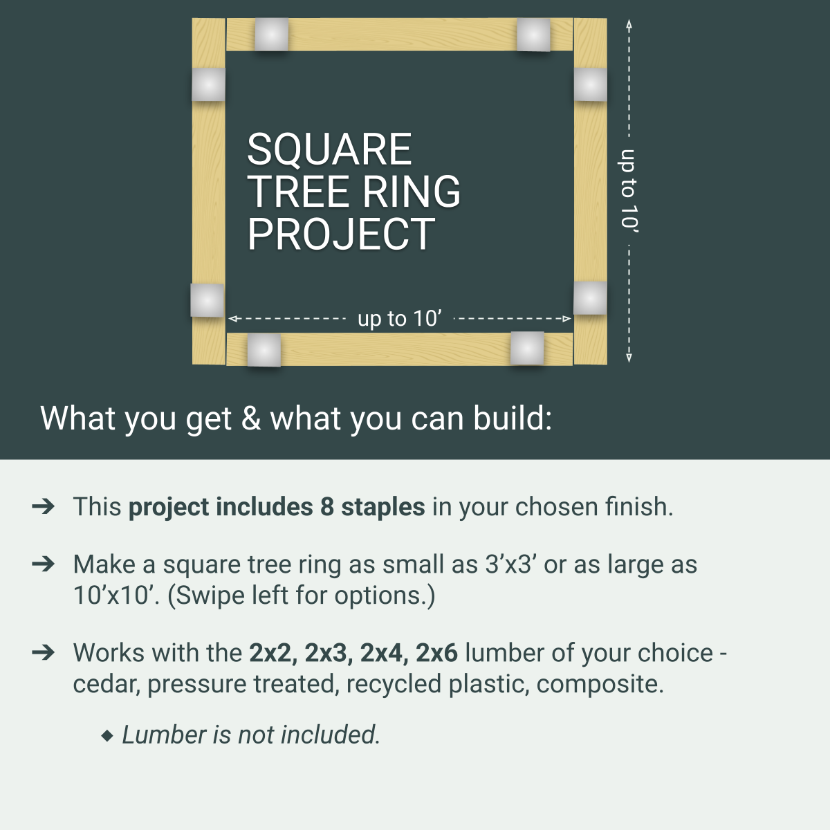 Square Tree Ring Edging Project, 8 Staples
